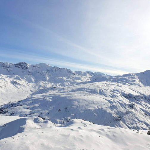 Skigebiet von Bivio mit Piz Scalotta
